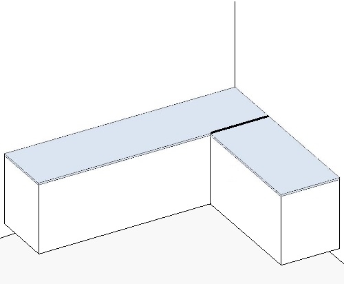 Cucina angolare con gola destra con top che vince a sinistra